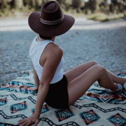 Handwoven, Reversible Ethno Blanket - Boho Style Throw Navajo - Corazon Blue - thumbnail 3