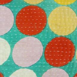 Twin Cotton Kantha Quilt Floral Indian Bedspread Blanket - thumbnail 4