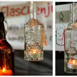 Tealight Holder Made From An Old Bottle Of Your Choice - A Boy - For Hanging Unique Piece With Wire Insert - thumbnail 2