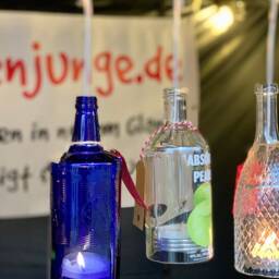 Tealight Holder Made From An Old Bottle Of Your Choice - A Boy - For Hanging Unique Piece With Wire Insert - thumbnail 3