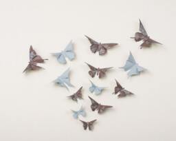 3D Wall Butterflies Butterfly Art For Nursery, Girl's Room, Or Home Decor in Heather & French Linen - thumbnail 1