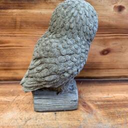 stone Garden Owl On A Log Gift Concrete Ornament - thumbnail 3
