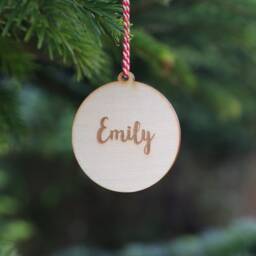 Personalized Wooden Christmas Bauble Engraved Birch Plywood Decoration - thumbnail 2