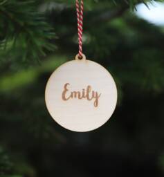 Personalized Wooden Christmas Bauble Engraved Birch Plywood Decoration