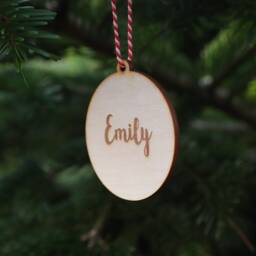 Personalized Wooden Christmas Bauble Engraved Birch Plywood Decoration - thumbnail 3