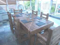 Chunky Rustic Dining Table Set Made From Old French Oak