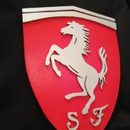 Handmade Wooden Ferrari Logo Wall Art Garage Decor - thumbnail 3