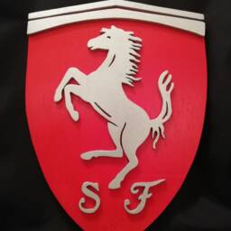 Handmade Wooden Ferrari Logo Wall Art Garage Decor - thumbnail 2