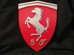Handmade Wooden Ferrari Logo Wall Art Garage Decor - thumbnail 1