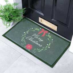 Merry Christmas Wreath Doormat Recycled PVC, Anti-Slip - 70x40cm - thumbnail 1
