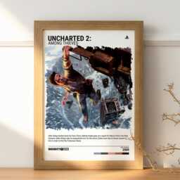 Uncharted 2 Among Thieves - 2009 Poster - Video Game Wall Art Print Gaming Gift A5-A4-A3-A2-A1 Unframed Canvas For Frame - thumbnail 2