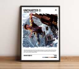 Uncharted 2 Among Thieves - 2009 Poster - Video Game Wall Art Print Gaming Gift A5-A4-A3-A2-A1 Unframed Canvas For Frame - thumbnail 1