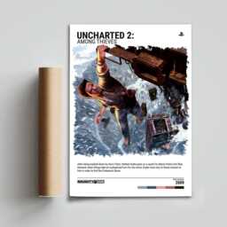 Uncharted 2 Among Thieves - 2009 Poster - Video Game Wall Art Print Gaming Gift A5-A4-A3-A2-A1 Unframed Canvas For Frame - thumbnail 3