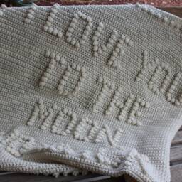"Crochet Baby Blanket ""I Love You To The Moon" - thumbnail 4