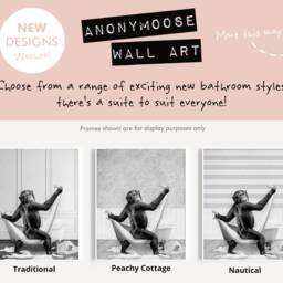 Black & White Chimpanzee Drying With A Towel in Bathroom Print, Monkey Bathing, Funny Bath Animal Bathtub, Chimp Tub - thumbnail 2