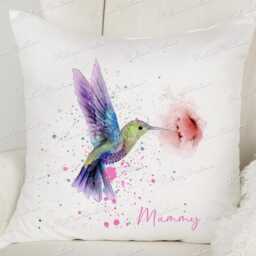 Hummingbird Cushion. Personalised Pillow. Birthday Gift. Secret Santa Or Christmas Present - thumbnail 2