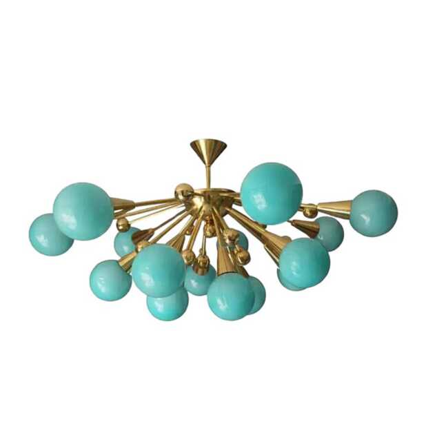 1950S Sputnik Style Brass Italian Ceiling Light Fixture Shilov Styles 14 Glass Ball - image 1