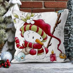 Snowman Christmas Pillow Cases/xmas Floral Red Fruit Flowers Cushion Cover/New Year Gift Wrap Cover/Christmas Flower Cover - thumbnail 2