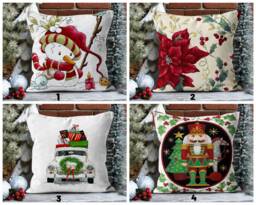Snowman Christmas Pillow Cases/xmas Floral Red Fruit Flowers Cushion Cover/New Year Gift Wrap Cover/Christmas Flower Cover - thumbnail 1