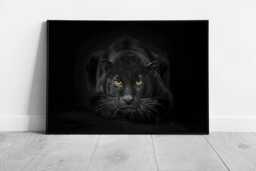 Sleek Black Panther Photography Wall Art Print - Framed Wild Cat Picture For Animal Lovers - thumbnail 1
