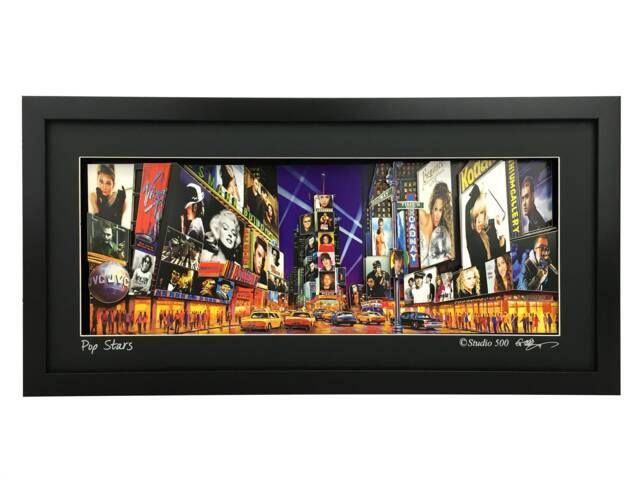 Pop Stars Times Square Paper-Sculpture 3D Framed Wall Art - image 1