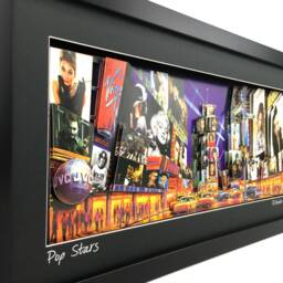Pop Stars Times Square Paper-Sculpture 3D Framed Wall Art - thumbnail 3