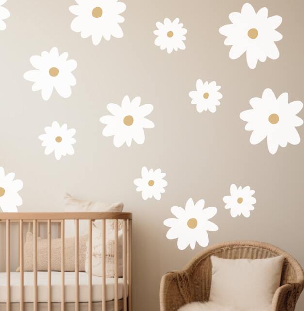 White Daisy Wall Stickers Floral Nursery Decor - image 1