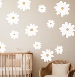 White Daisy Wall Stickers Floral Nursery Decor - thumbnail 1