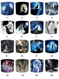 Wolf Wolves Drum Lampshade For Ceiling Light Pendants Or Table Lamp Bases - thumbnail 1