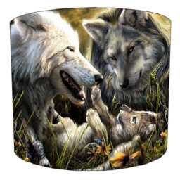 Wolf Wolves Drum Lampshade For Ceiling Light Pendants Or Table Lamp Bases - thumbnail 4
