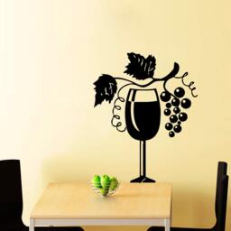 Wall Decals Wine Glass With Grapes Decal Vinyl Sticker Kitchen Decor Cafe Art Home Interior Restaurant Window Murals Chu1108 - thumbnail 1