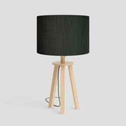Handmade Anthracite Drum Lampshade Linoso Fabric, Cornwall Made - thumbnail 1