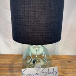 Handmade Anthracite Drum Lampshade Linoso Fabric, Cornwall Made - thumbnail 2