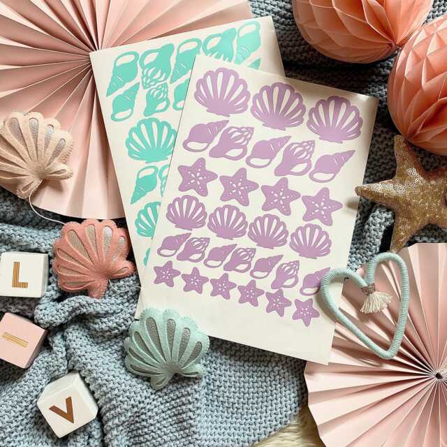 Shell/Under The Sea Wall Decals For Kids Rooms, Playroom Stickers, Girly Nursery Ideas, Mermaid Girl's Room Decor, Beach Themed - image 1