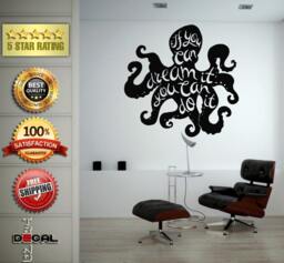 If You Can Dream It Do Octopus Quotation Quote Wall Decal Vinyl Sticker Mural Room Decor L1760 - thumbnail 1