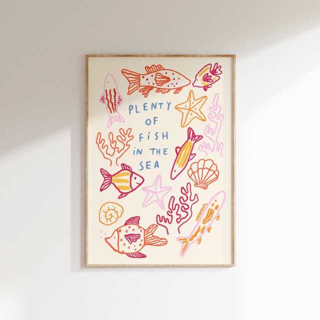 Plenty Of Fish in The Sea Wall Print - Aesthetic Poster Slogan Quote Art Home Decor Trendy Ocean Lover Funny - image 1