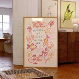Plenty Of Fish in The Sea Wall Print - Aesthetic Poster Slogan Quote Art Home Decor Trendy Ocean Lover Funny - thumbnail 2