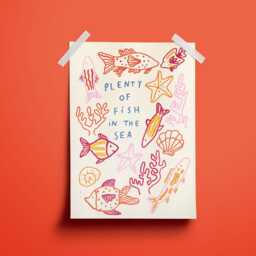Plenty Of Fish in The Sea Wall Print - Aesthetic Poster Slogan Quote Art Home Decor Trendy Ocean Lover Funny - thumbnail 3