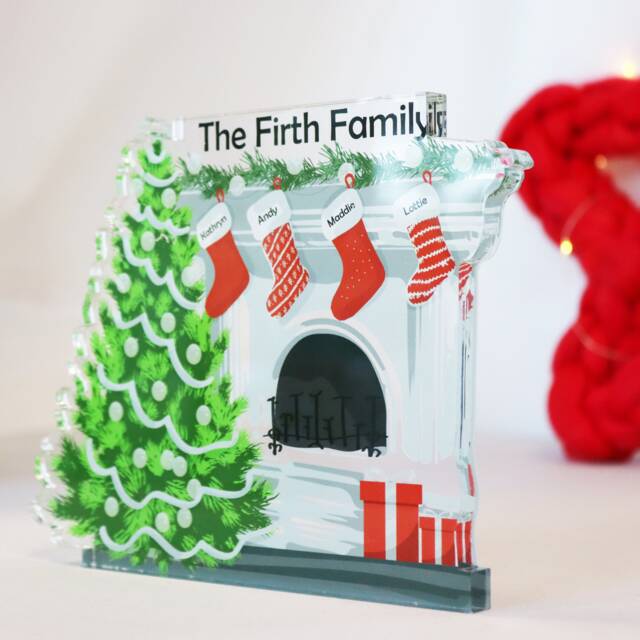 Personalised Family Christmas Fireplace Ornament - By The Fireplace At Hang Your Stockings Stockings - image 1