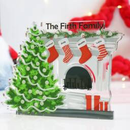 Personalised Family Christmas Fireplace Ornament - By The Fireplace At Hang Your Stockings Stockings - thumbnail 2