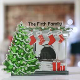 Personalised Family Christmas Fireplace Ornament - By The Fireplace At Hang Your Stockings Stockings - thumbnail 3
