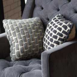 Set 2Pcs, Knit Wool Cushions, Merino Wool, Gray & Black Sofa Pillows - thumbnail 1