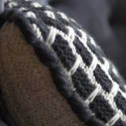 Set 2Pcs, Knit Wool Cushions, Merino Wool, Gray & Black Sofa Pillows - thumbnail 4