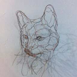 Fox Cub Mask Wire Wall Art Sculpture By Elizabeth Berrien
