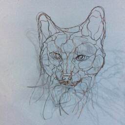 Fox Cub Mask Wire Wall Art Sculpture By Elizabeth Berrien - thumbnail 2