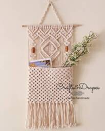 Macrame Letter Holder Boho Wall Pocket Organizer