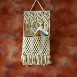 Macrame Letter Holder Boho Wall Pocket Organizer - thumbnail 2