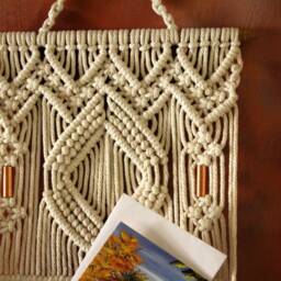 Macrame Letter Holder Boho Wall Pocket Organizer - thumbnail 3