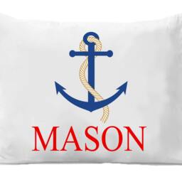 Personalized Girls Beach Pillowcase - Pink Anchor Design - thumbnail 2