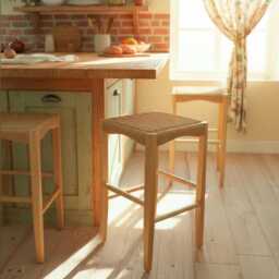 Danish Cord Bar Stool Solid Oak, Ash Or Walnut - thumbnail 3